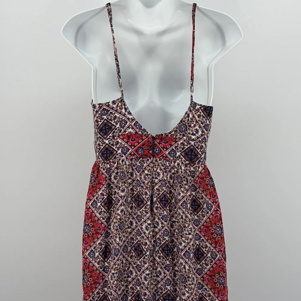 Alya Maxi Dress Women Size S Red‎ Blue Boho Patchwork Lace Up Summer Coastal - Picture 6 of 10